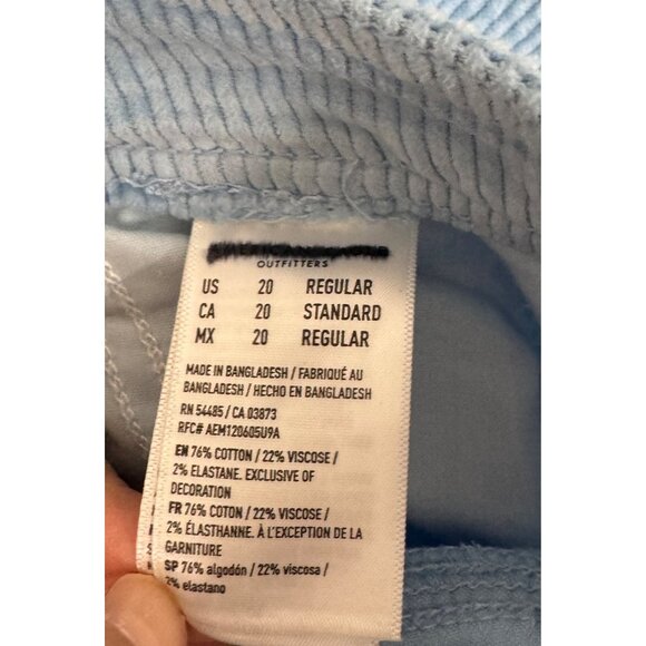 American Eagle super hi rise baggy wide corduroy pants‎ light blue 90s sz 20 - Picture 9 of 9